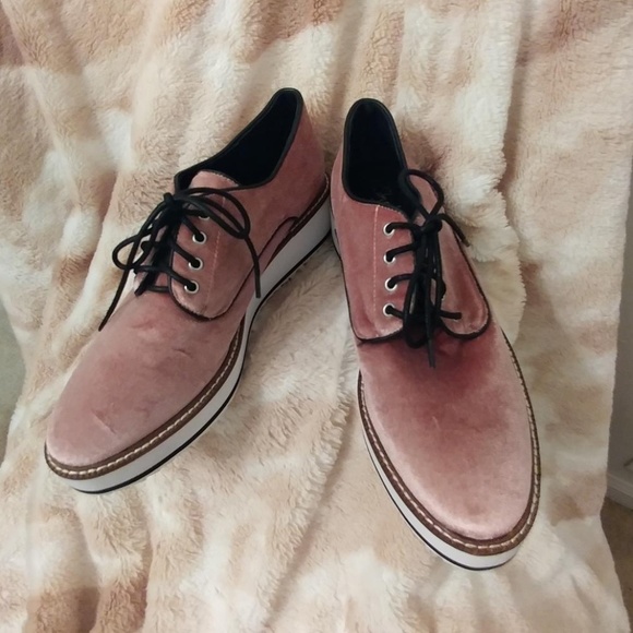 Shelly London Pink Velvet Fountain Platform Oxford - Picture 4 of 6